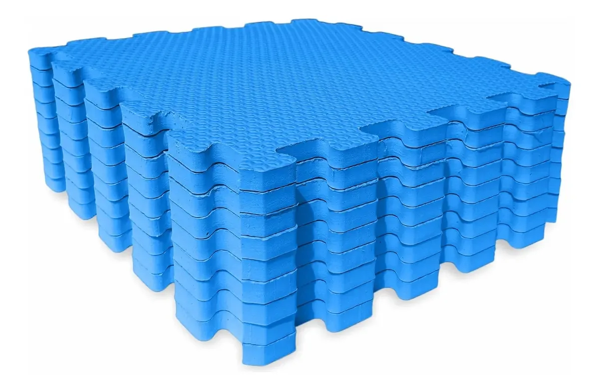 Tapete Eva Encaixe Seller 9 Pcs 31×31x10mm Cm Antiderrapante Cor Azul