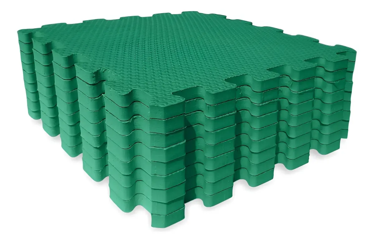 Tapete Eva Encaixe Seller 9 Pcs 31×31x10mm Cm Antiderrapante Cor Verde
