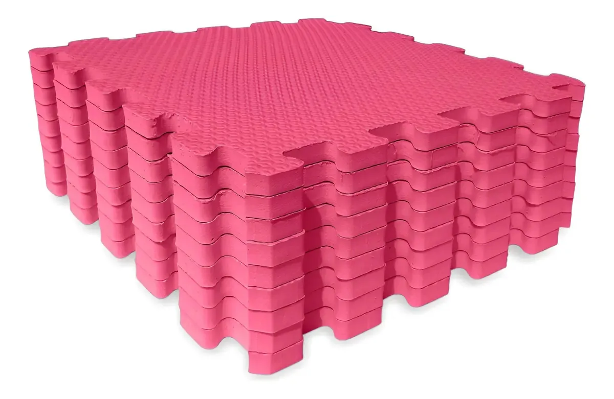 Tapete Eva Encaixe Seller 9 Pcs 31×31x10mm Cm Antiderrapante Cor Vermelho
