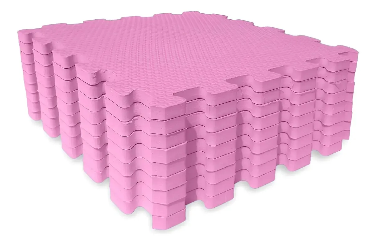 Tapete Eva Encaixe Seller 9 Pcs 31×31x10mm Cm Antiderrapante Cor Rosa