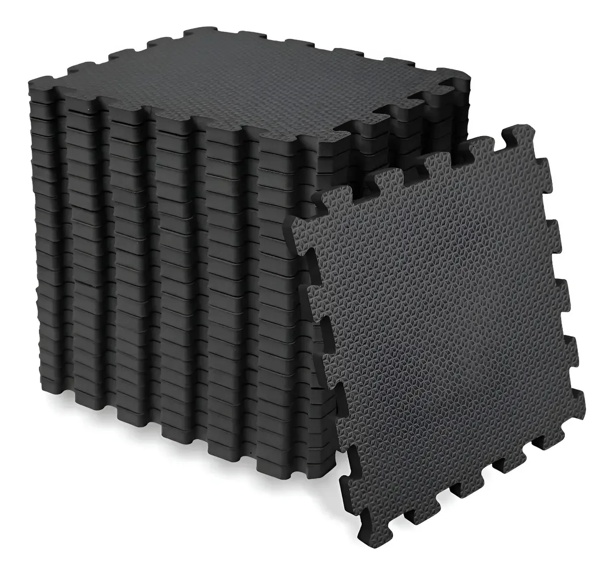 Tapete Eva Encaixe Seller 18 Pcs 31×31x10mm, Antiderrapante Cor Preto