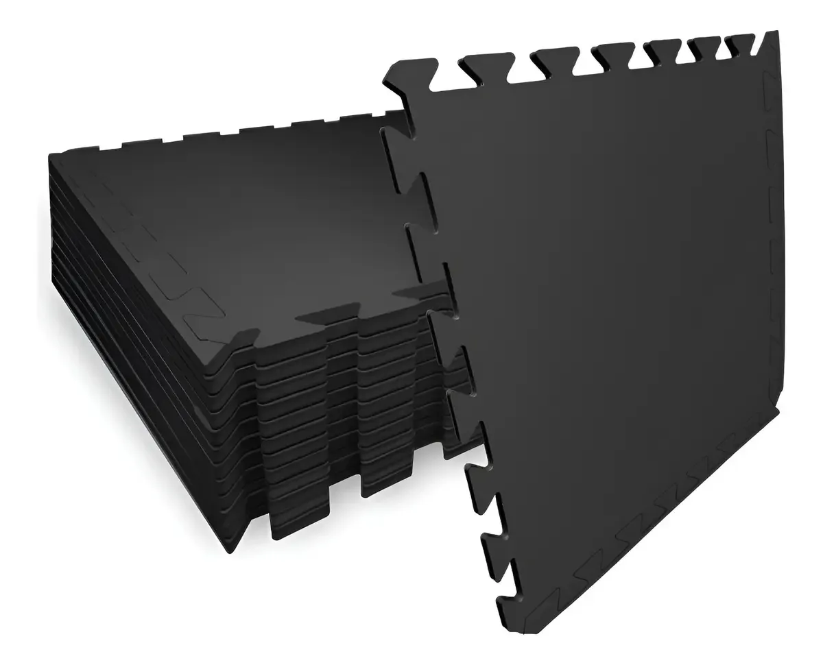 Tapete Eva Encaixe Seller 12pcs 50×50x5mm, Liso Cor Preto