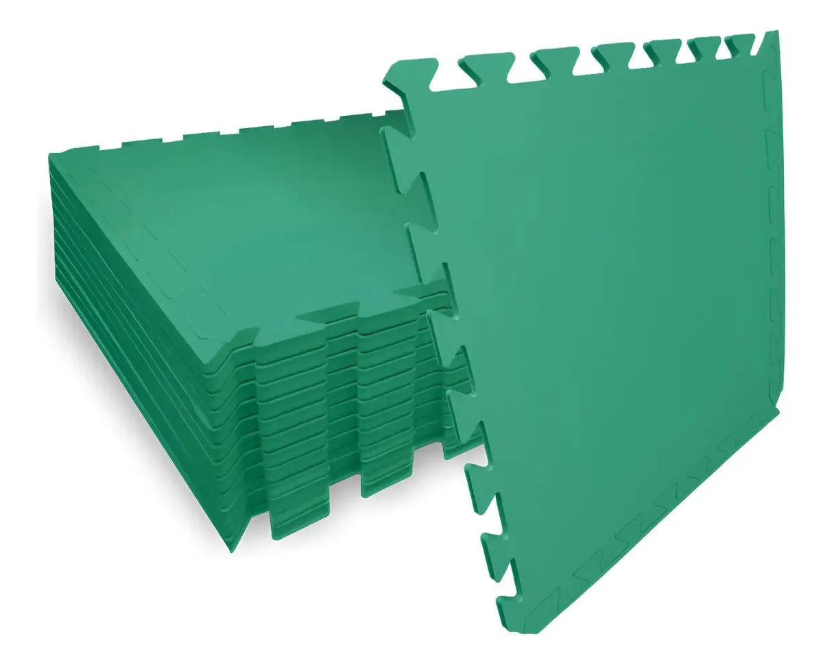 Tapete Eva Encaixe Seller 12pcs 50×50x5mm, Liso Cor Verde