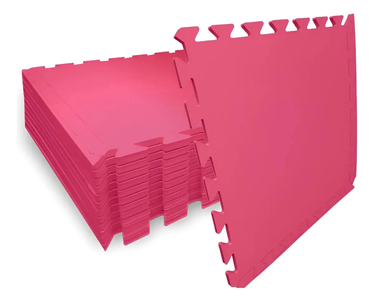 Tapete Eva Encaixe Seller 12pcs 50×50x5mm, Liso Cor Vermelho