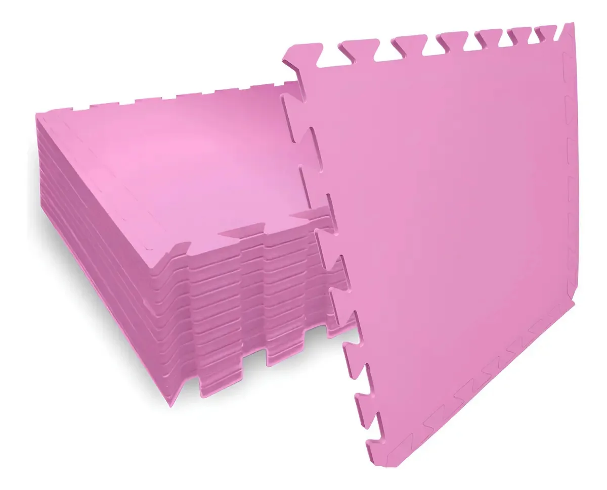 Tapete Eva Encaixe Seller 12pcs 50×50x5mm, Liso Cor Rosa