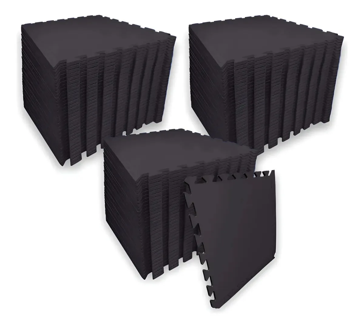 Tapete Eva Encaixe Seller 96pcs 50×50x5mm, Liso Cor Preto
