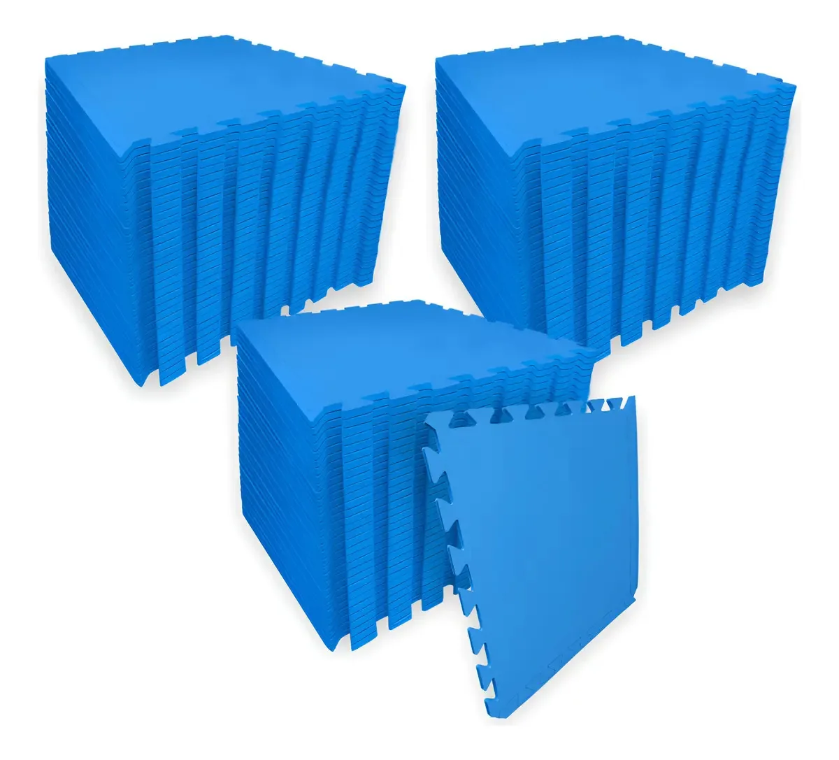 Tapete Eva Encaixe Seller 96pcs 50×50x5mm, Liso Cor Azul