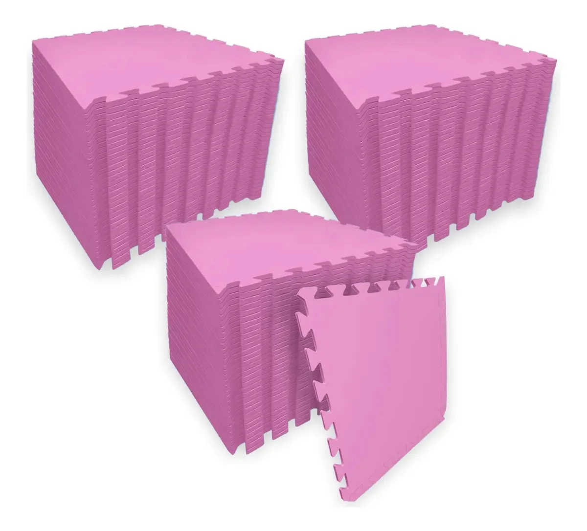 Tapete Eva Encaixe Seller 96pcs 50×50x5mm, Liso Cor Rosa