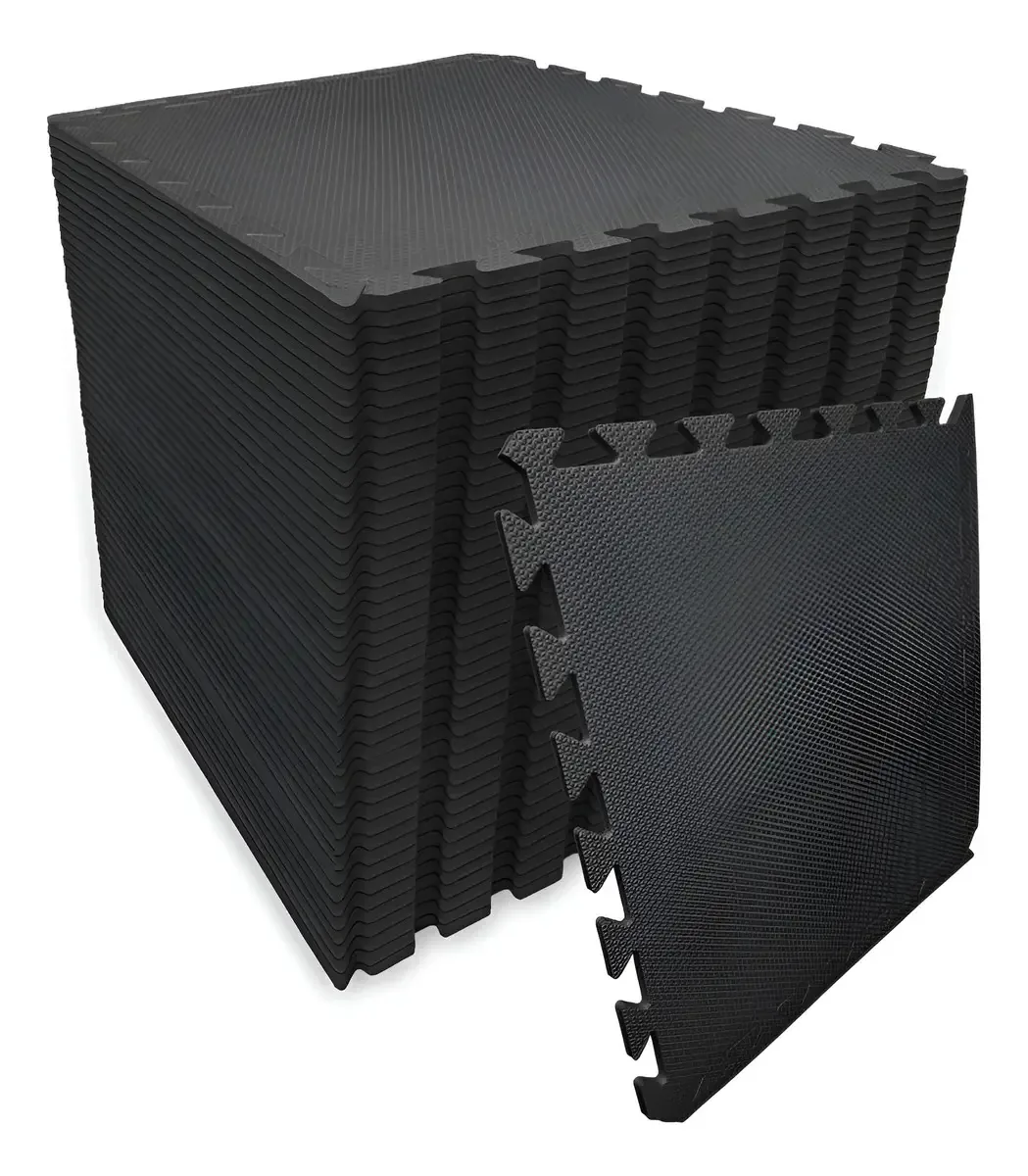 Tapete Eva Encaixe Seller 48pcs 50×50x10mm, Antiderrapante Cor Preto