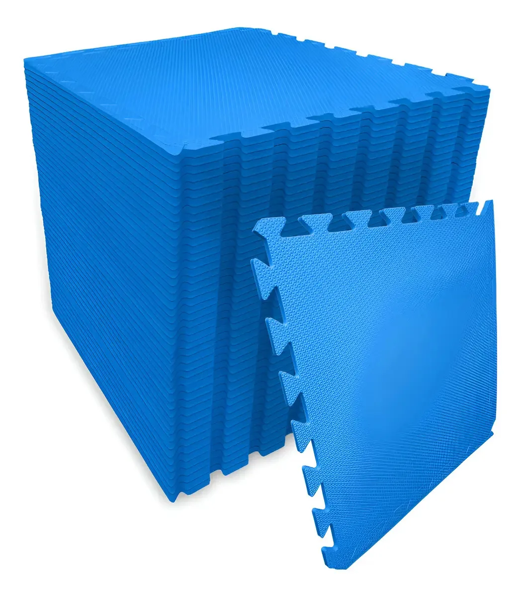 Tapete Eva Encaixe Seller 48pcs 50×50x10mm, Antiderrapante Cor Azul