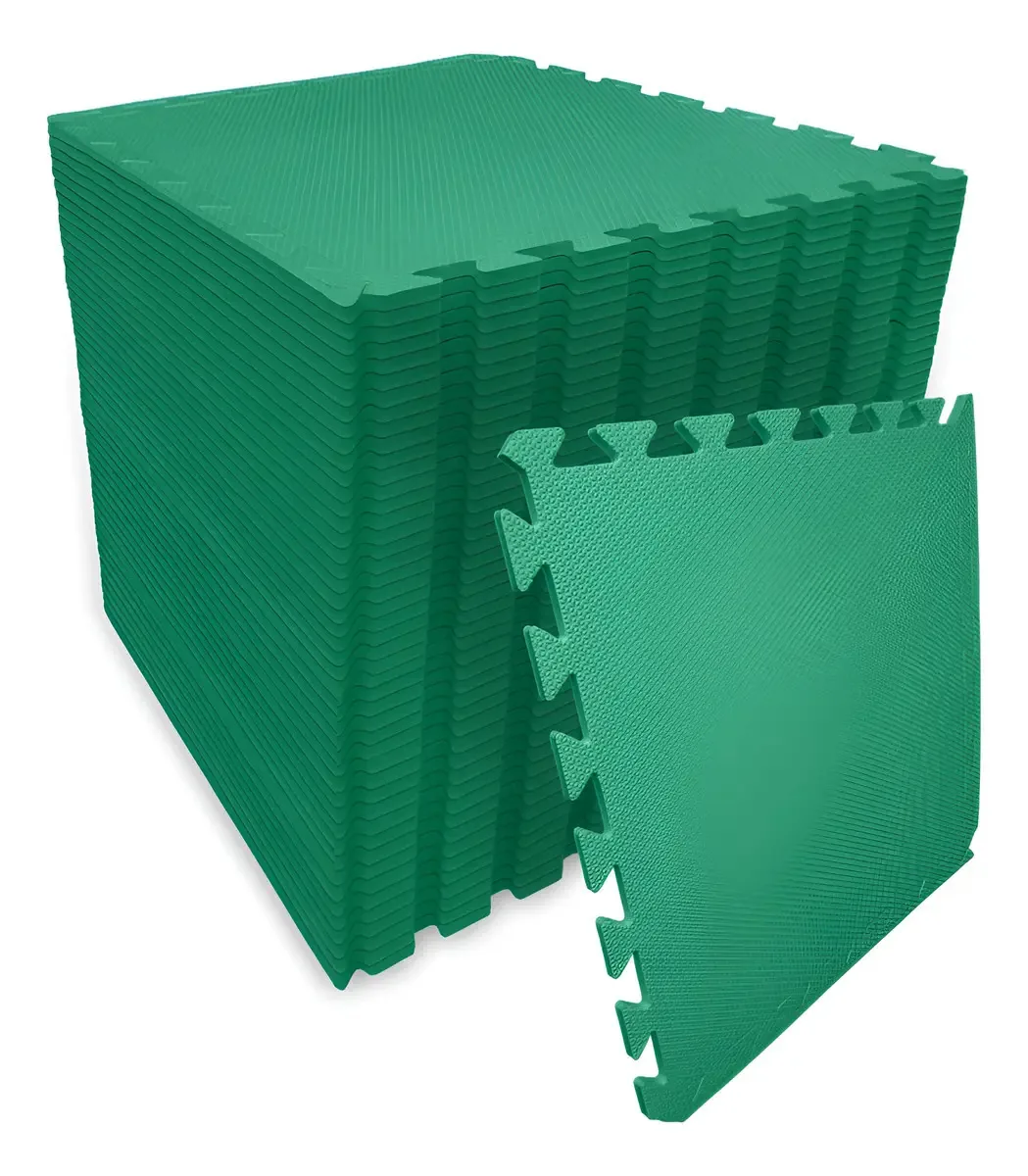 Tapete Eva Encaixe Seller 48pcs 50×50x10mm, Antiderrapante Cor Verde