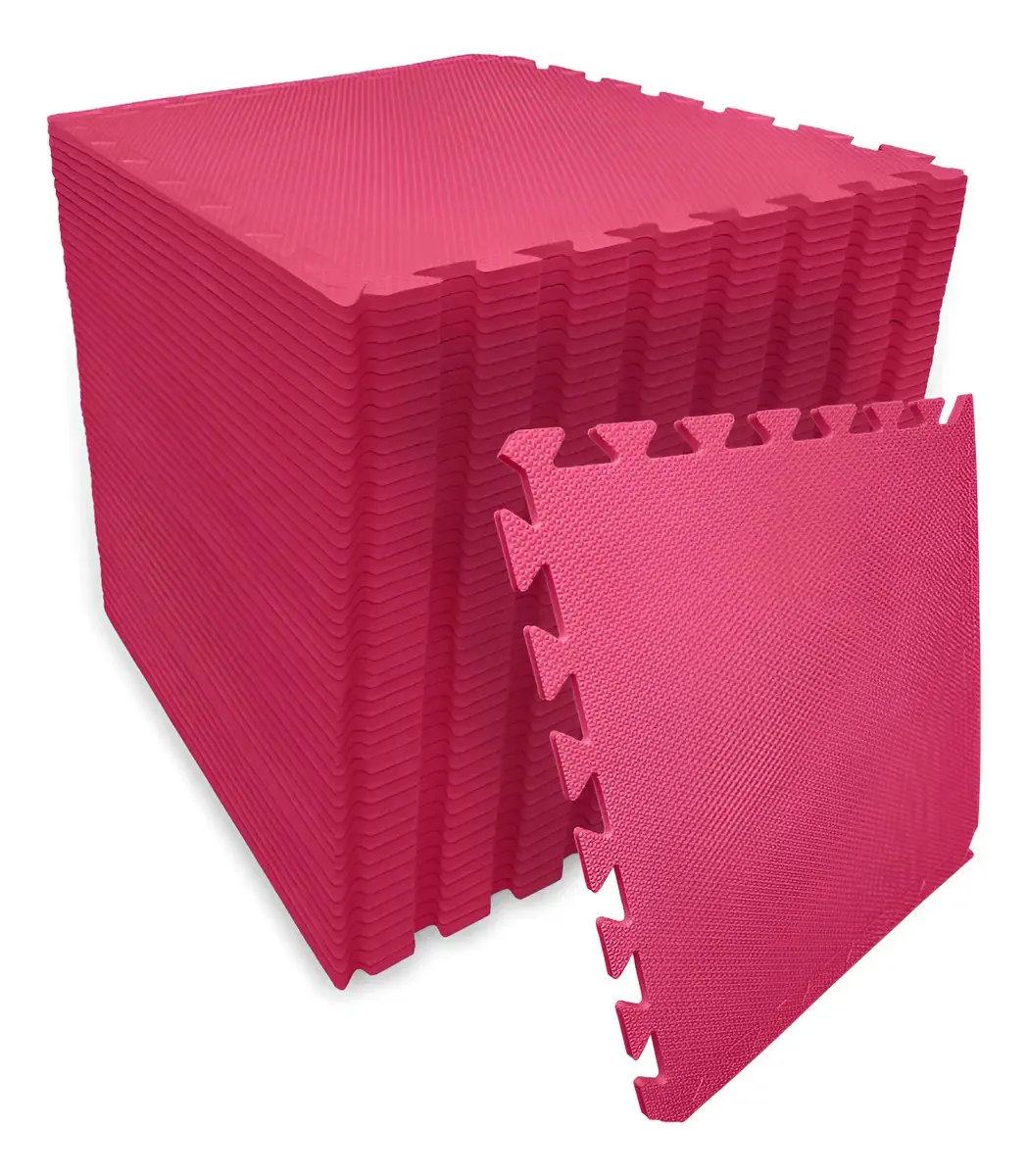 Tapete Eva Encaixe Seller 48pcs 50×50x10mm, Antiderrapante Cor Vermelho
