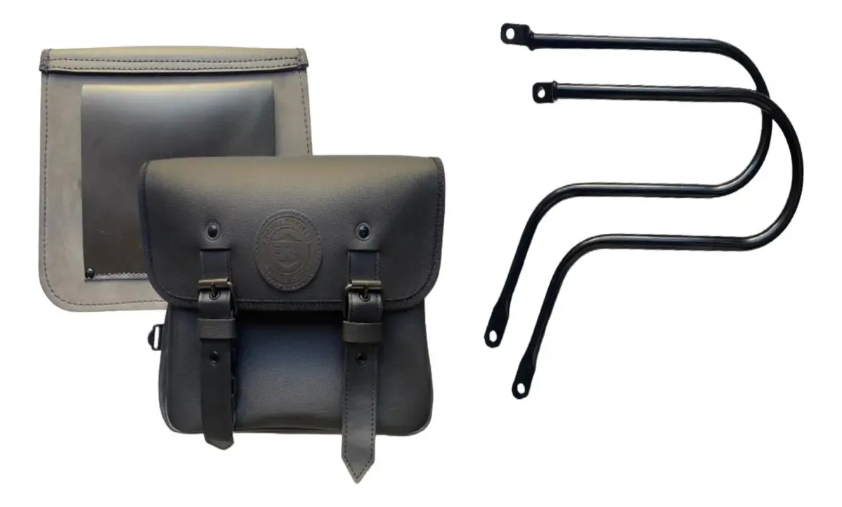 Par Alforges 9 Lts Sintetica + Afastador Para Classic 350 . Cor Preta