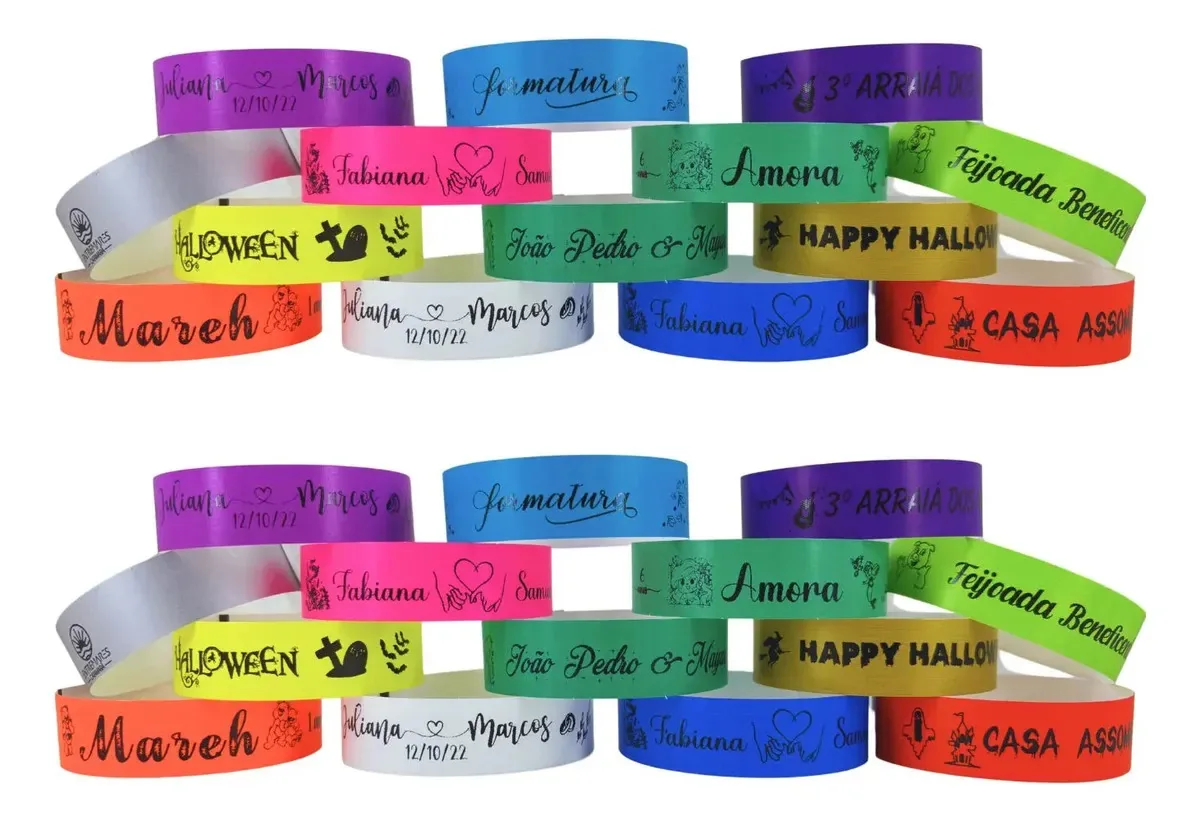 Kit 600 Pulseiras Identificação Festa Vip Personalizadas