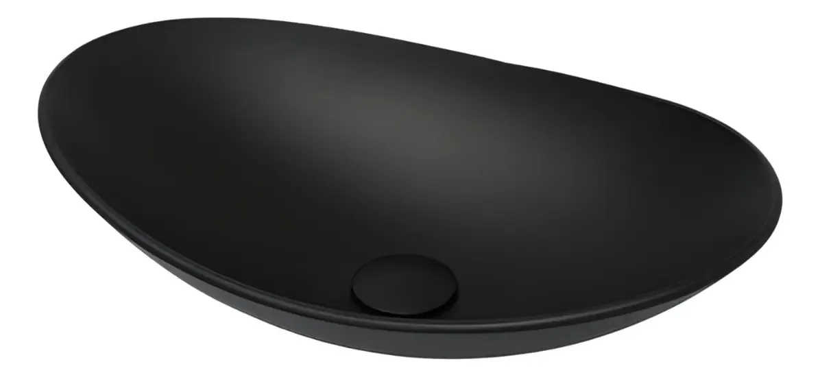 Cuba De Vidro Para Banheiro E Lavabo Fosco Matte Oval 47,5cm Cor Preto Matte