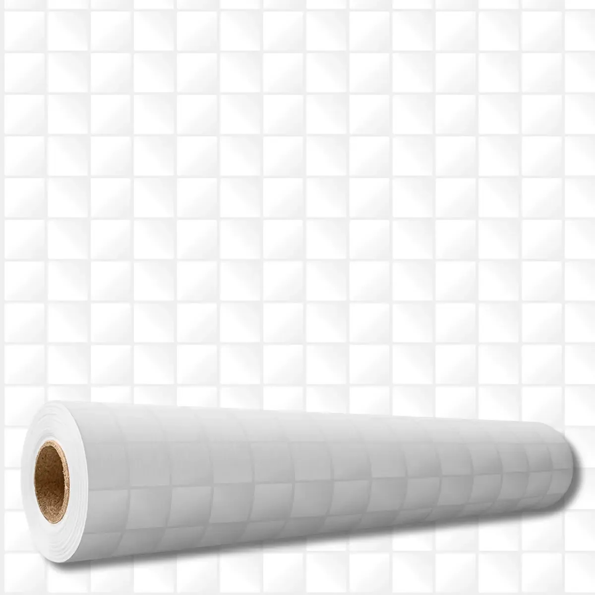 Adesivo Decorativo 3 Mts Papel Parede Pastilha Branca Cinza Cozinha Box Banheiro Lavável