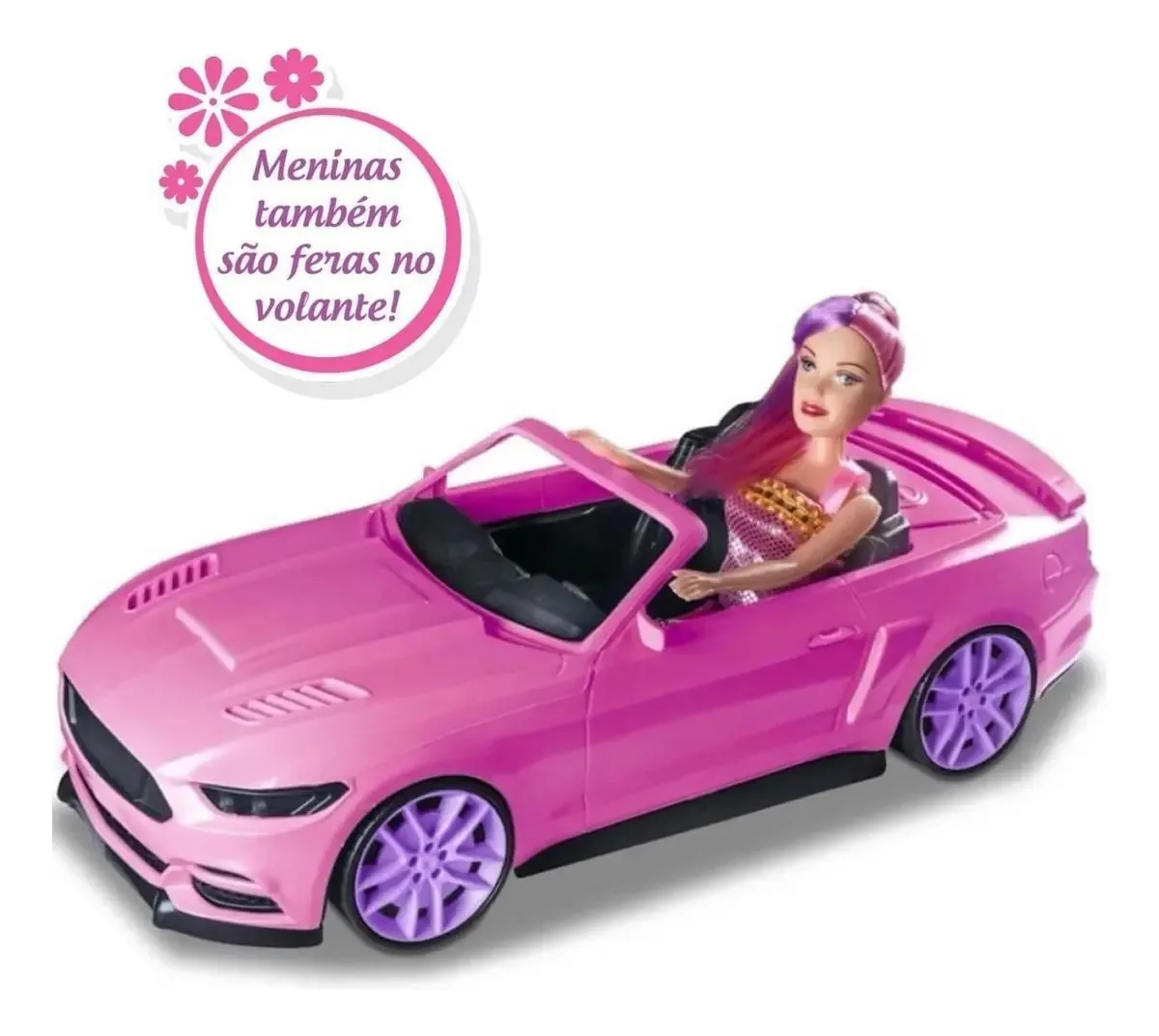 Carrinho Rosa Conversível Boneca Compatível Com Barbie