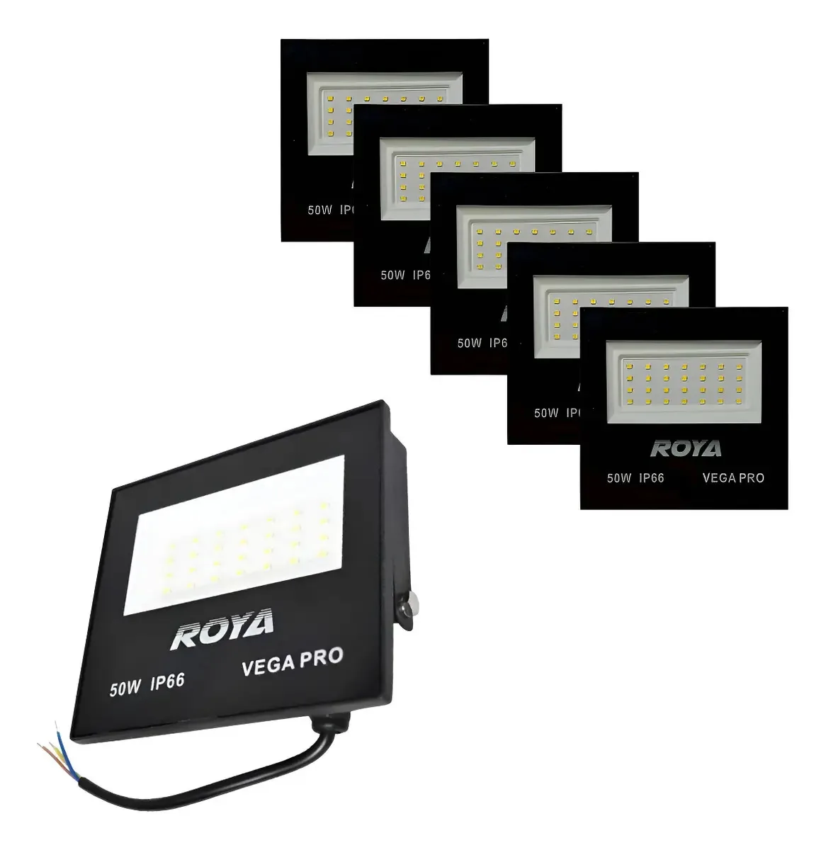 Kit 5 Refletores LED 50W 6000K IP66 Bivolt Externo Alumínio
