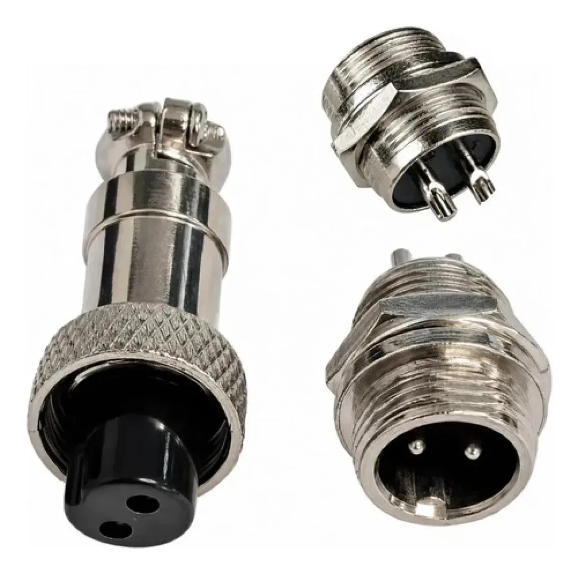 5-par Conector Aviação Circular Mini Mike Gx12 Painel 2 Vias Prateado