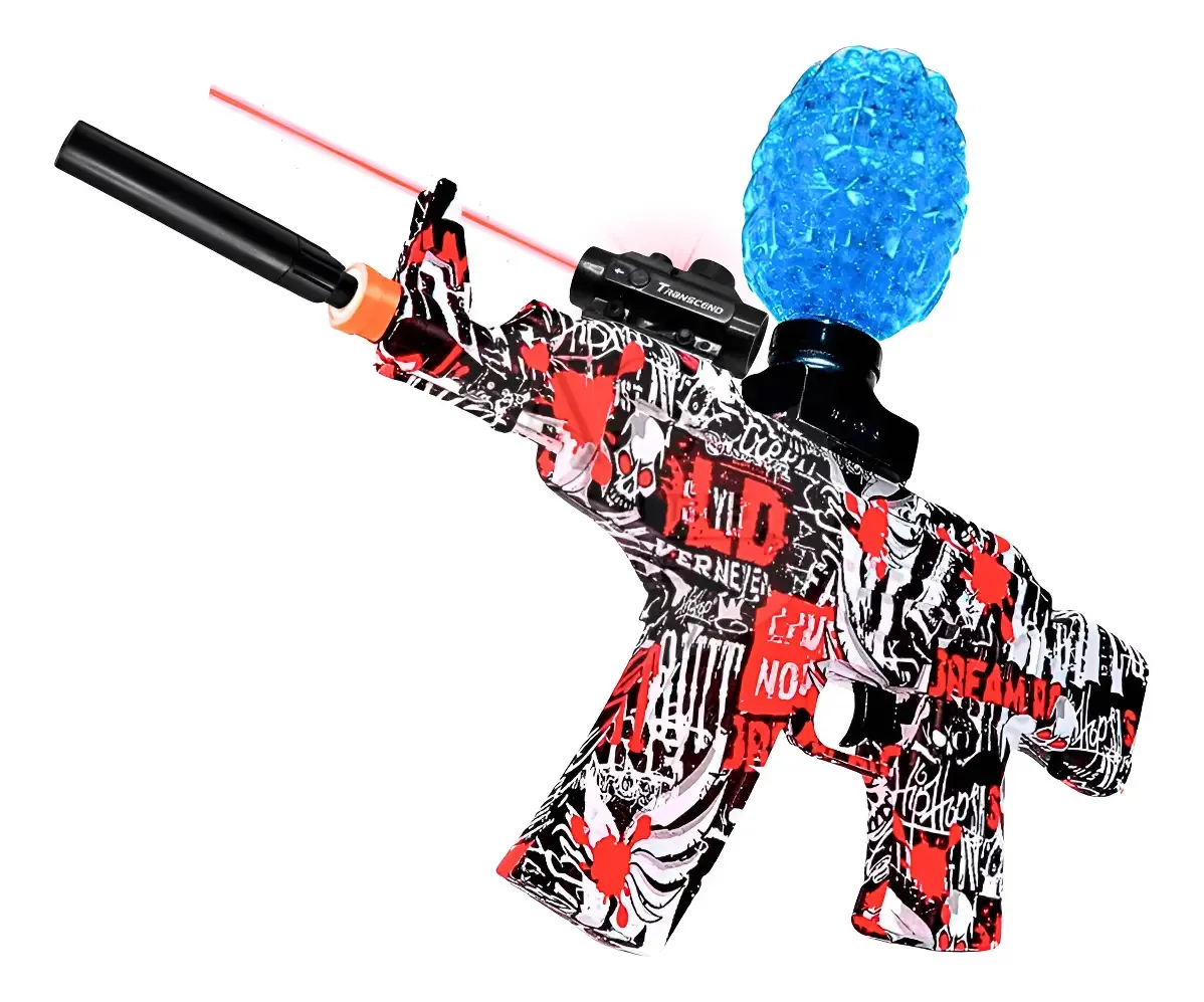 Arminha Brinquedo De Gel Automática M416 Para Crianças Cor Ak47 Vermelha Com Laser