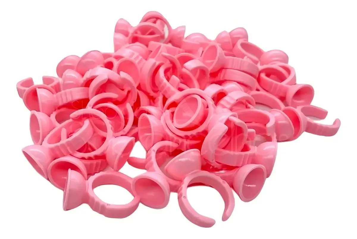 Anel Batoque Descartável Micropigmentação Raso 100 Un Rosa Upbel
