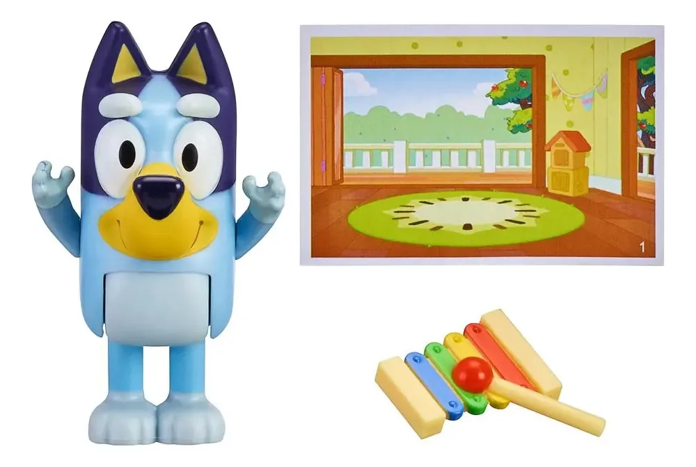 Boneco Colecionável 6cm Bluey - Bluey E Xilofone Multicolorido