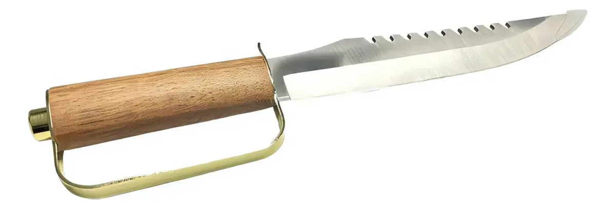 Faca P/ Churrasco Caça Pesca Cabo Madeira Desenhada + Bainha