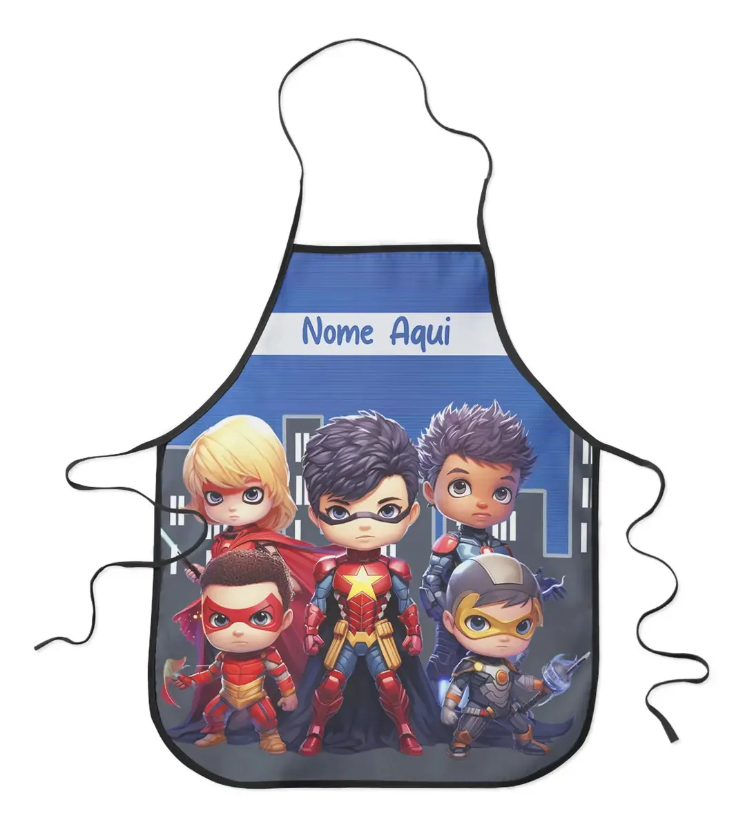 Avental Infantil Escolar Plastificado Personalizado Com Nome Desenho Do Tecido Herois Cute Baby