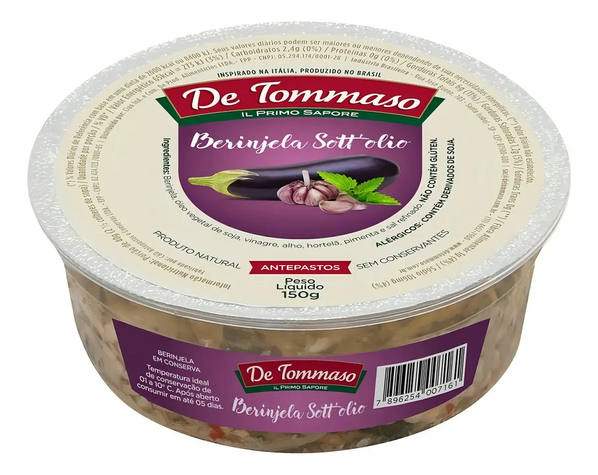 Berinjela Sottolio De Tommaso 150g