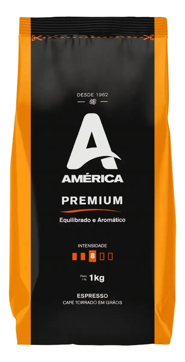 Café Torrado em Grãos Espresso América Premium Pacote 1kg