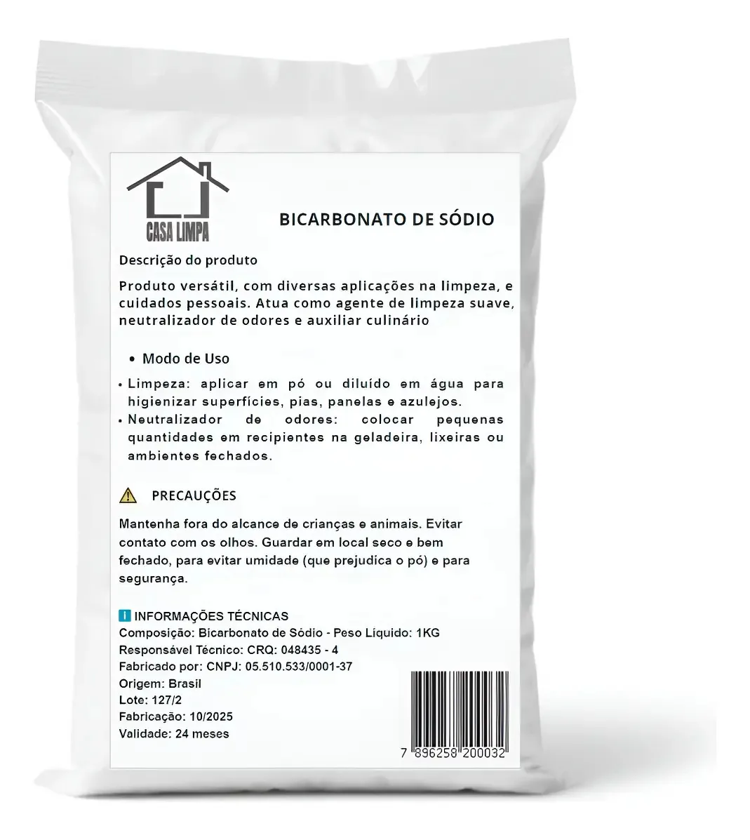 Bicarbonato De Sodio 1kg Casa Limpa