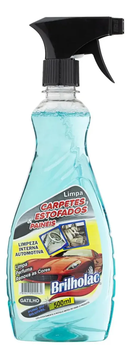 Limpador de Carpetes, Estofados e Painéis Spray Brilholac Frasco 500ml Borrifador