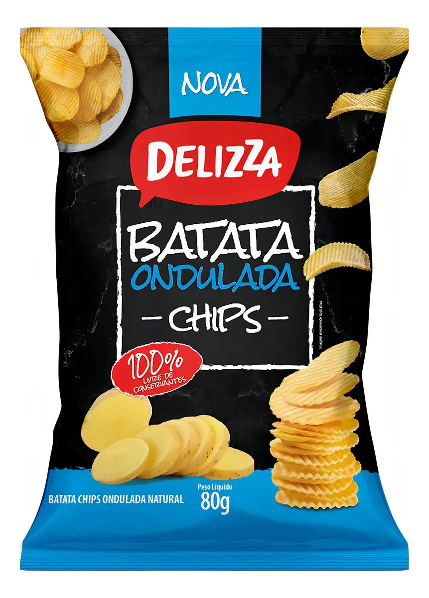 Batata Chips Natural Ondulada Delizza 80g