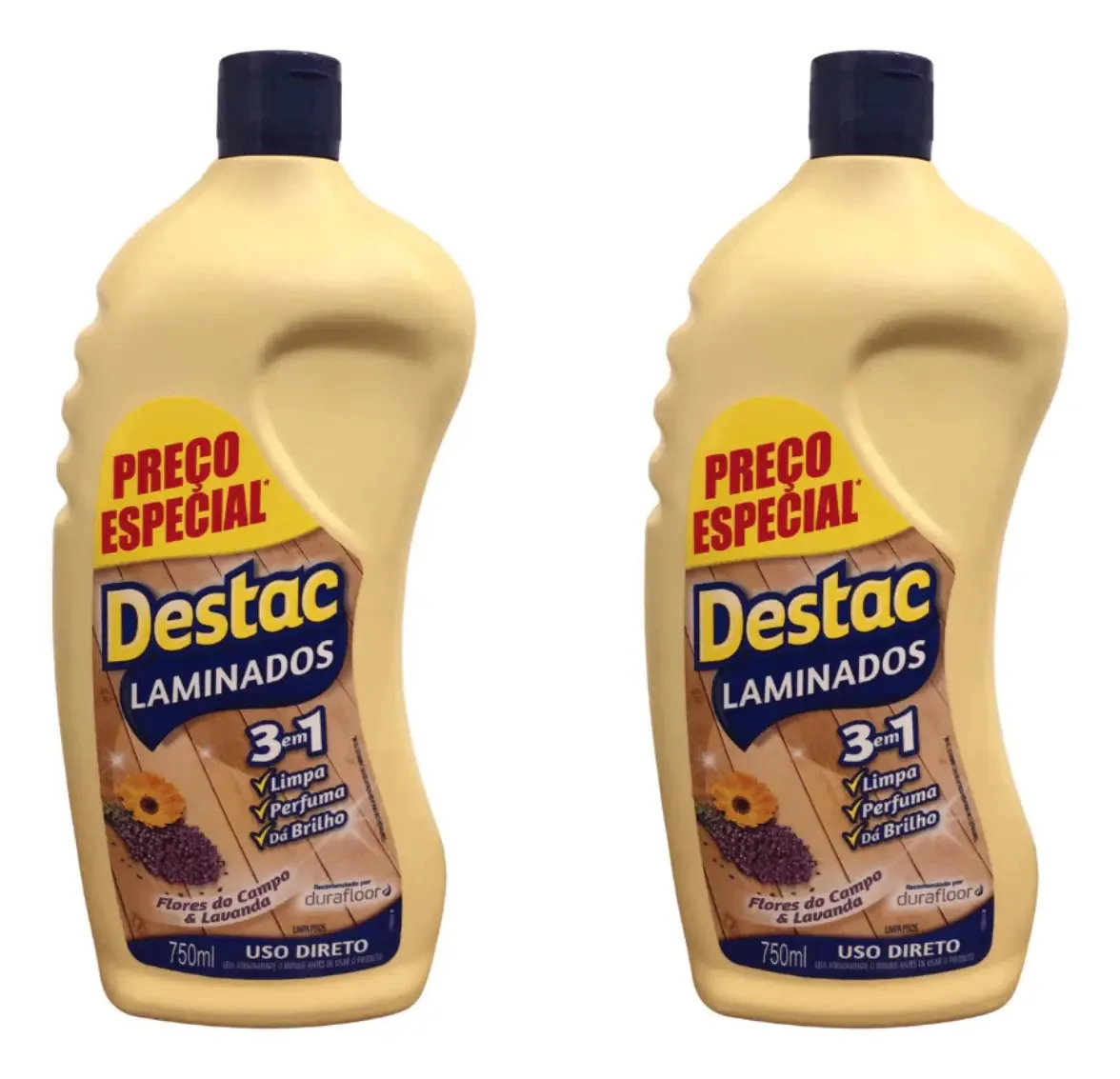 Kit com 2 Limpadores Destac para Piso Laminado 750ml – Flores do Campo e Lavanda
