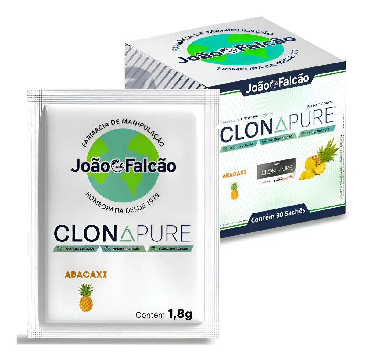 Creatina Farmácia João Falcão Abacaxi 1.8g 30 Sachês Vegano Sem Glúten