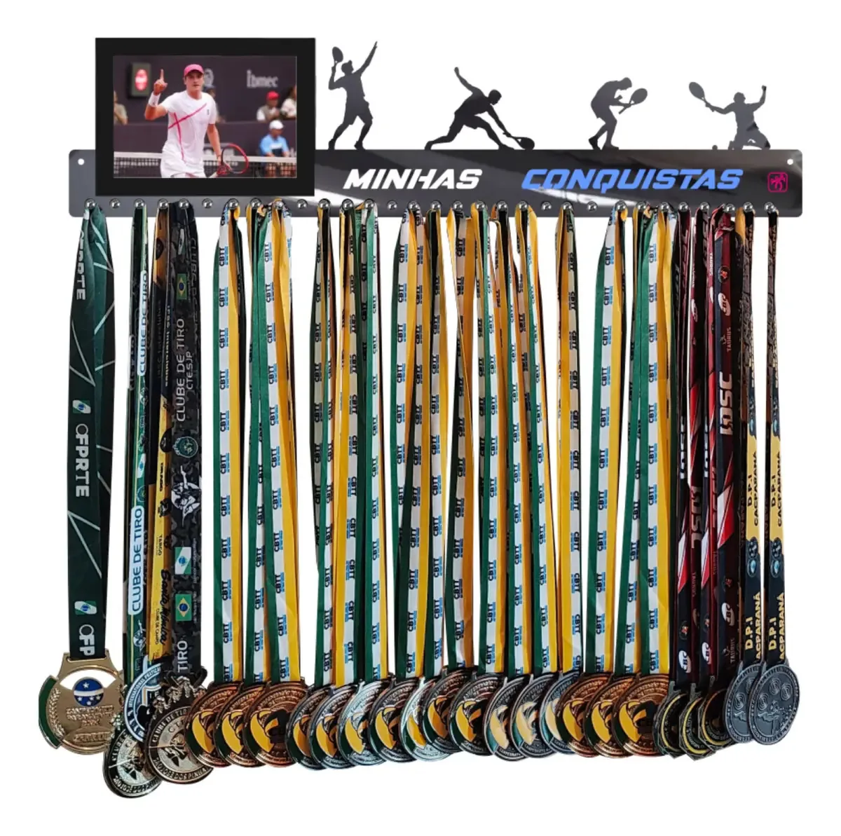 Porta Medalha Tenis Masc Para Até 100 Medalhas Cor Preto