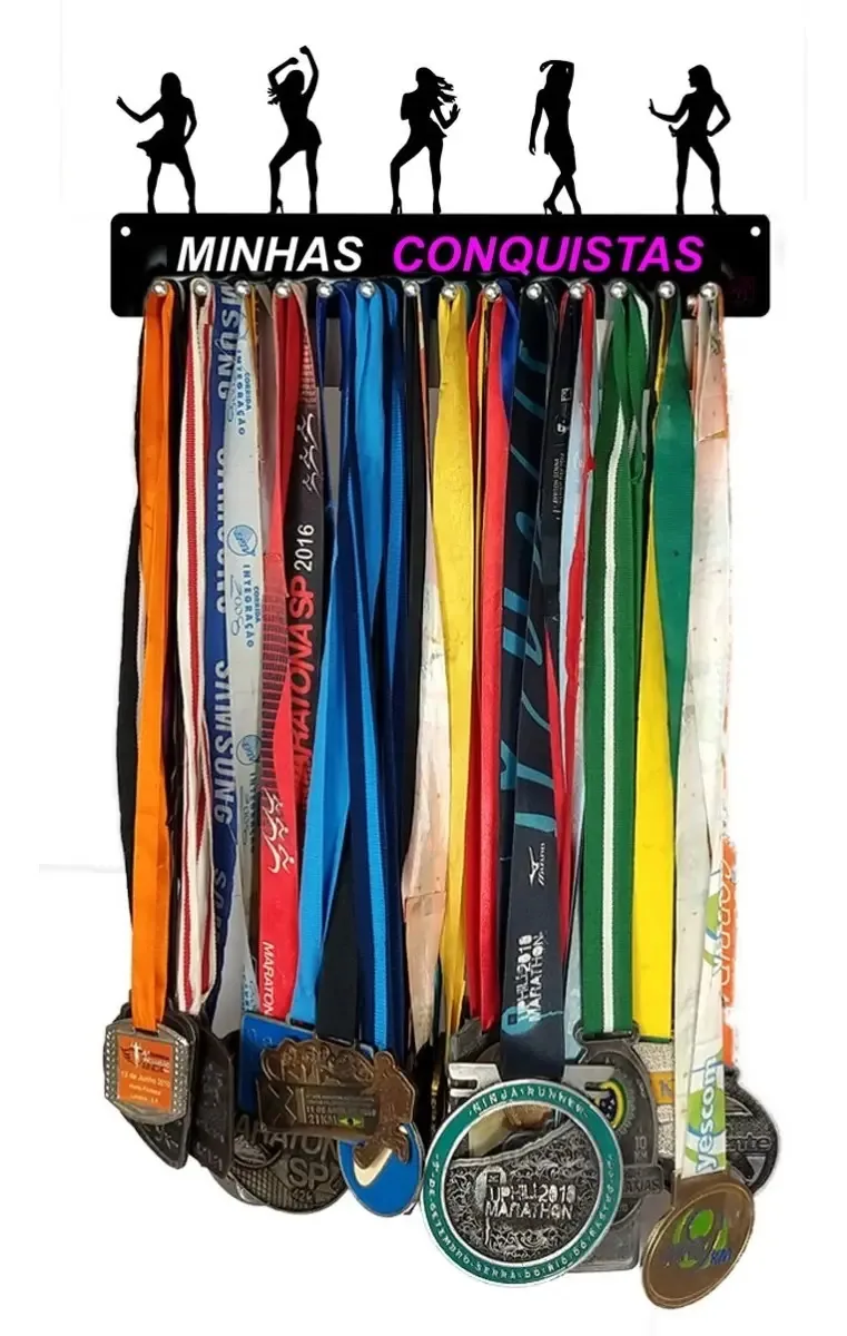Porta Medalha Dança Feminino Para Até 50 Medalhas Cor Preto