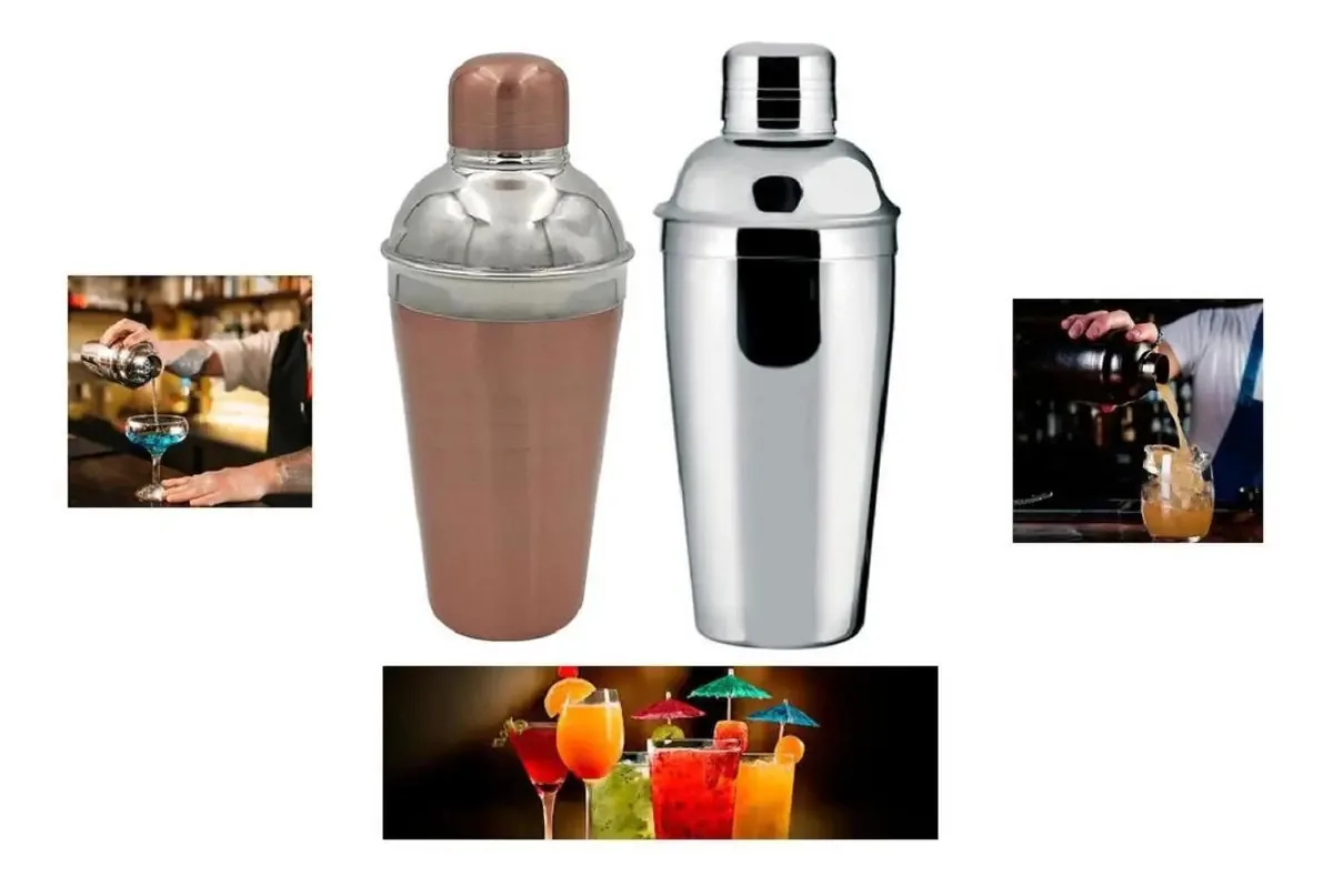 2 Coqueteleiras 500ml Aço Inox Barmen Caipirinha Bar