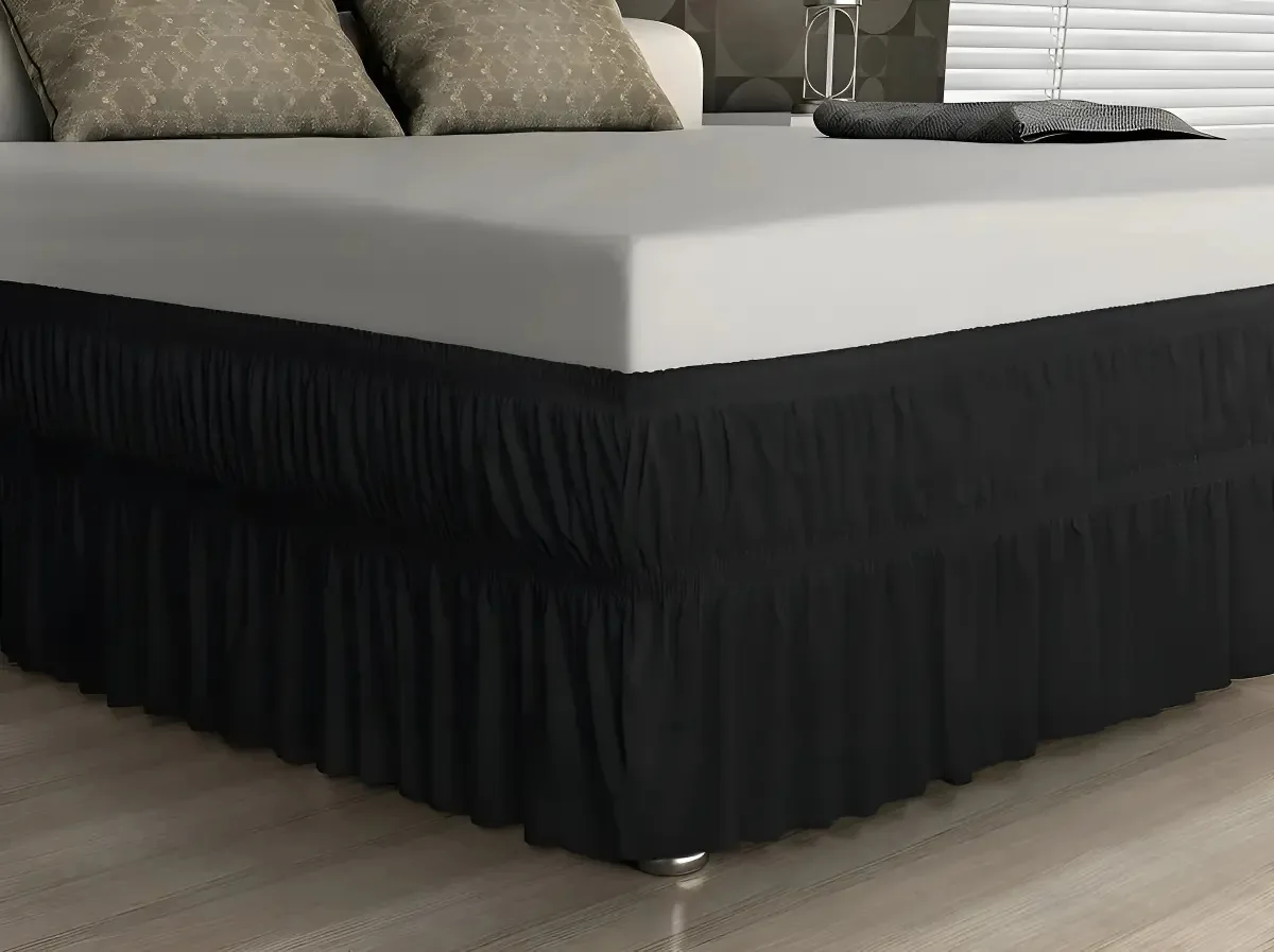 Saia Para Cama Box Casal King Preto Elástico Duplo