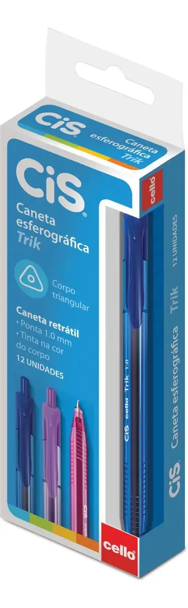 Embalagem Com 12 Canetas 1.0mm Azul Cis