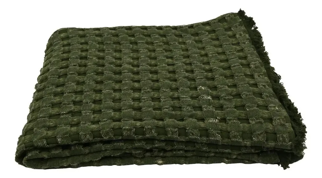 Manta Algodão Verde E Bege 130x160cm - A\casa