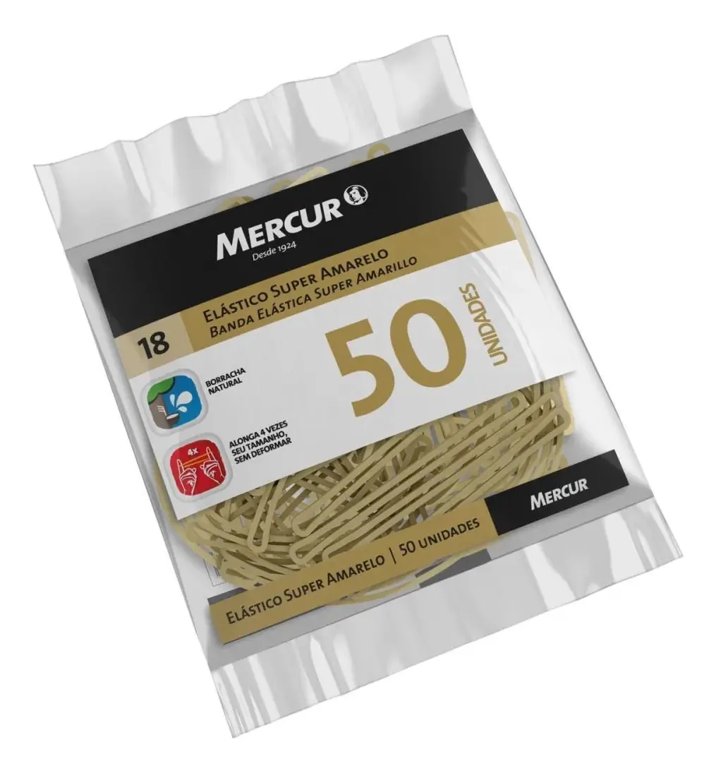 Elastico Mercur Super Amarelo N 18 C/50pcs