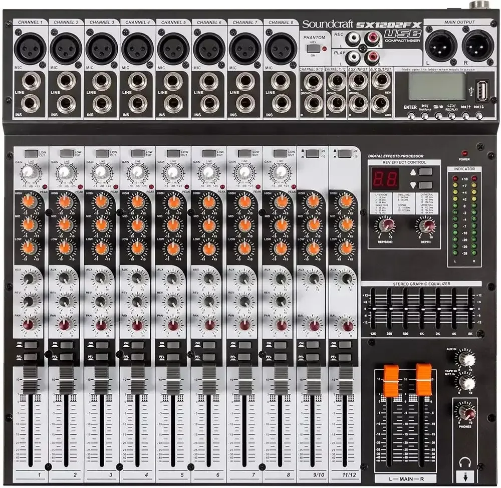 Mesa De Som Analógica Soundcraft Sx1202fx 12 Canais Usb