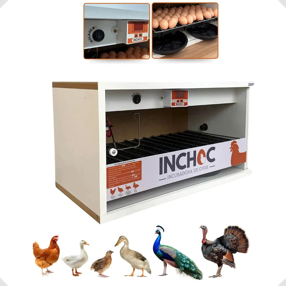 Chocadeira 50 Ovos Galinha + Rolagem Automatica Incubadora