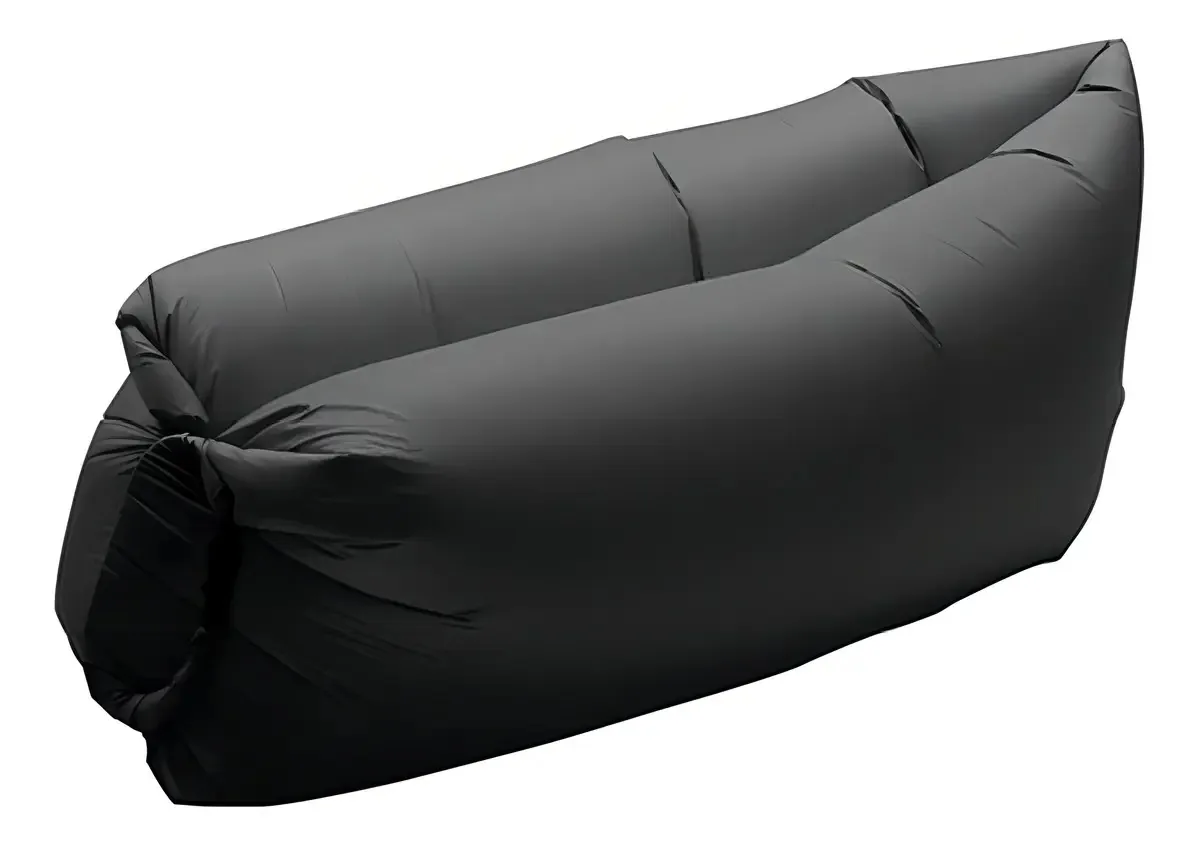 Puff Sofá Ilável Camping Boia Impermeável Piscina Cor Preto