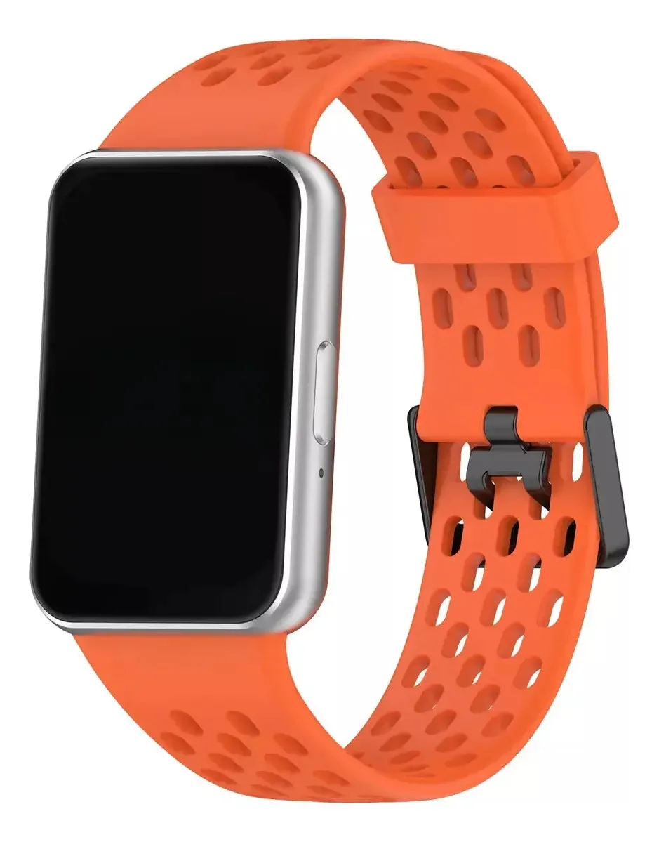 Pulseira Furadinha Anti Suor Para Samsung Galaxy Fit 3 Cor Laranja