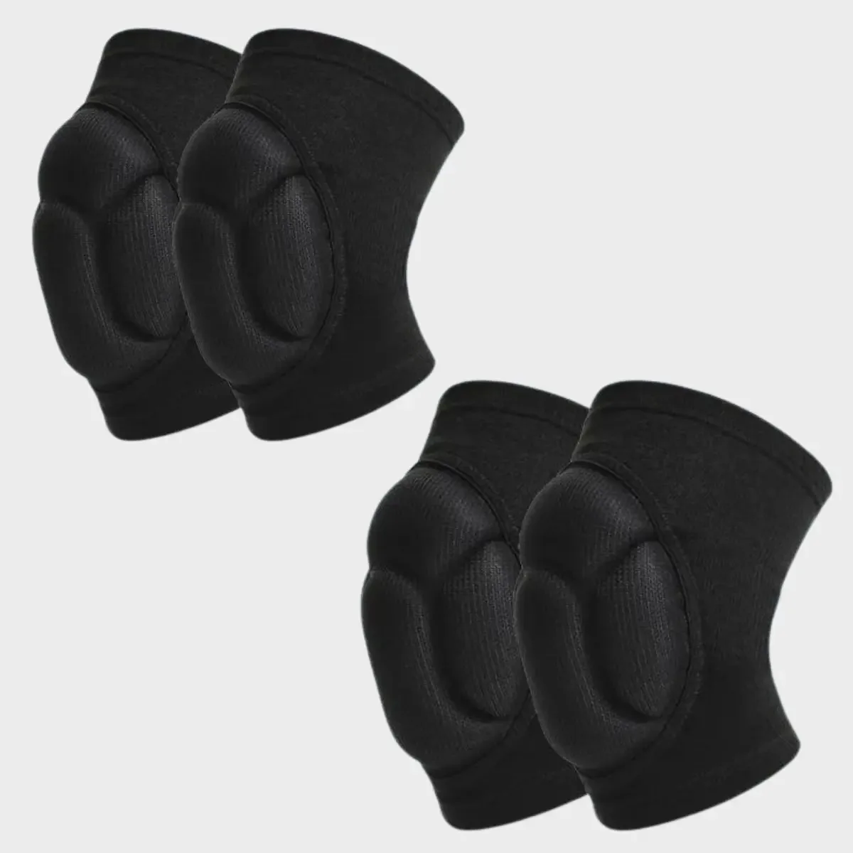 Kit 2 Pares Joelheira Para Volei Anti Impacto Elástica Cor Preto Tamanho Único