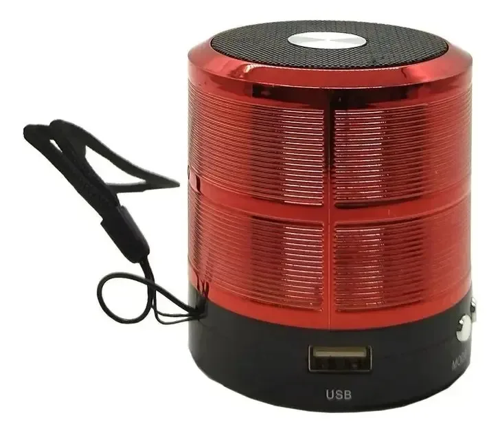 Mini Caixa Som Portátil Bluetooth Usb Mp3 Ws-887 Vermelho