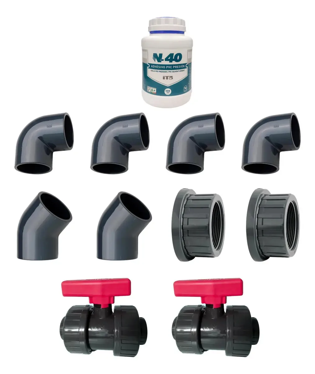 Kit Válvulas + Conexões Em Pvc-u 2'' + Adesivo Para Pvc-u