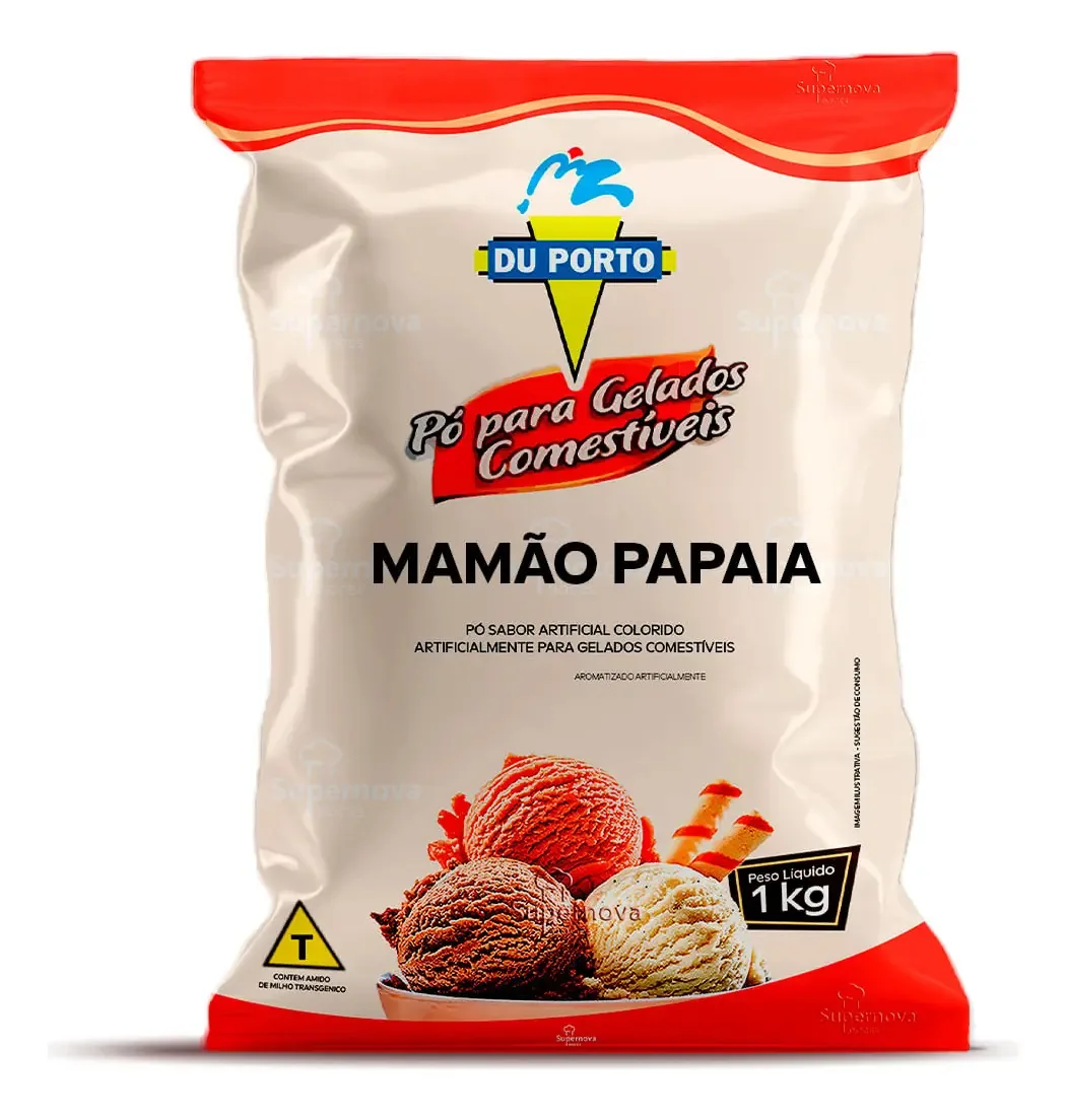 Pó Para Gelados Comestíveis Sabor Mamão Papaya 1kg - Du Porto